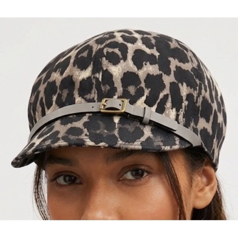 COACH New York Park Ocelot Cap Black/Tan M/L Belt & Buckle Trim F83729 MSRP $128
